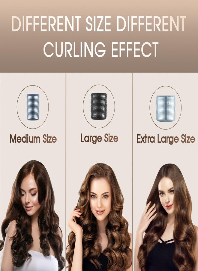 xnicx New Packaging-18 Pcs Thermal Ceramic Hair Rollers,Self Grip Jumbo Heatless Rollers Curlers for Women,Heatless Curlers for Blowout Volume,for Long Short Hair (Blue Black Gray) - Image 5